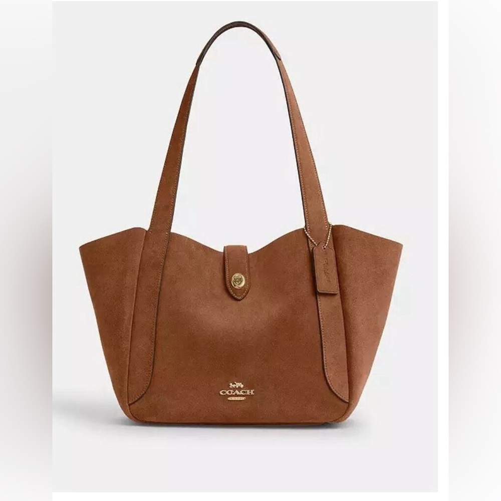 NWT Coach Hadley Turnlock Tote Bag CCC76
Suede Leather /sienna